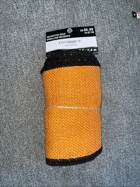 Celebrate It. Halloween Orange and Black Burlap Decorative ribbon